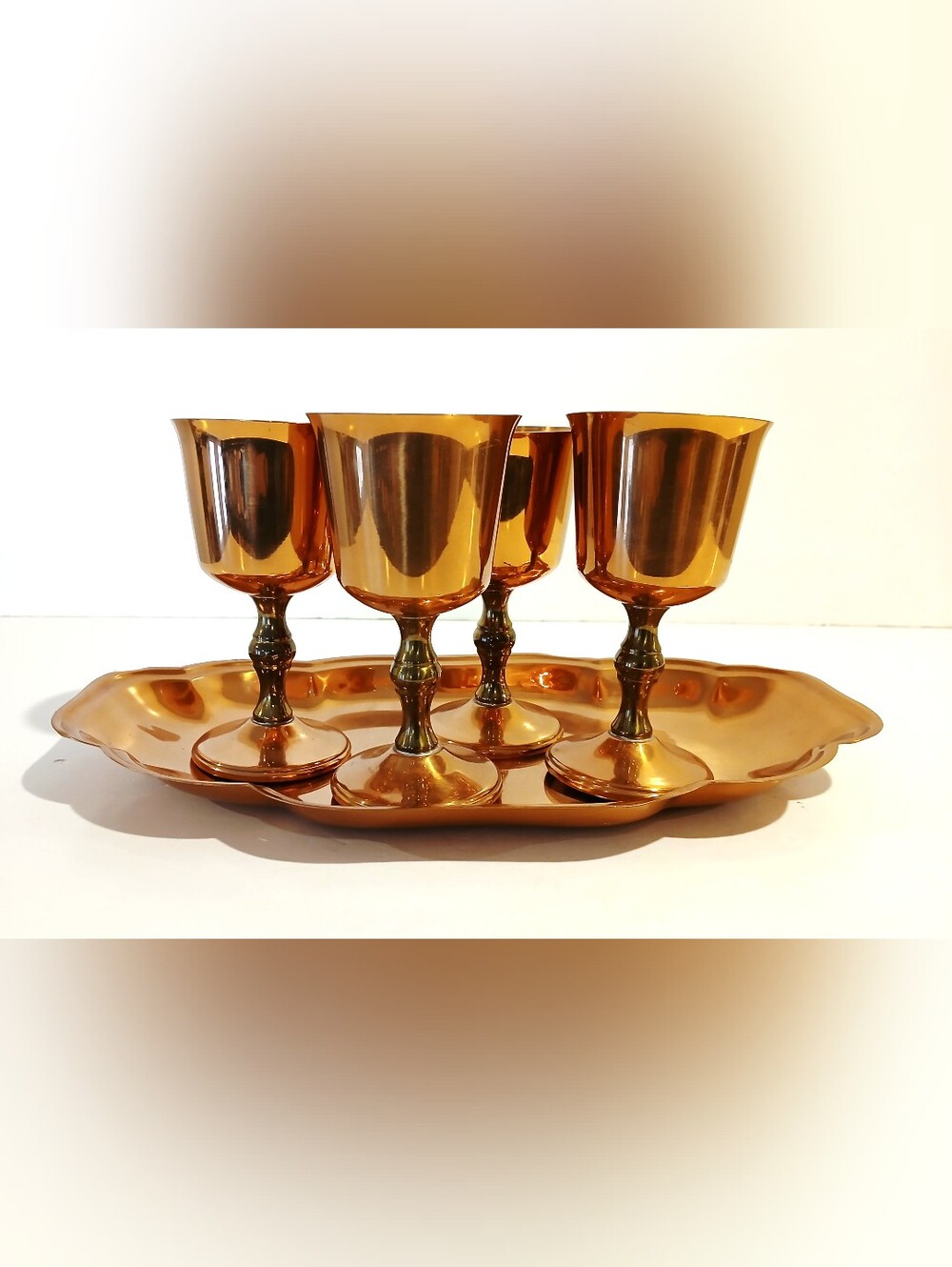 Vintage Coppercraft Guild Goblet Set with Tray - Home Dining
